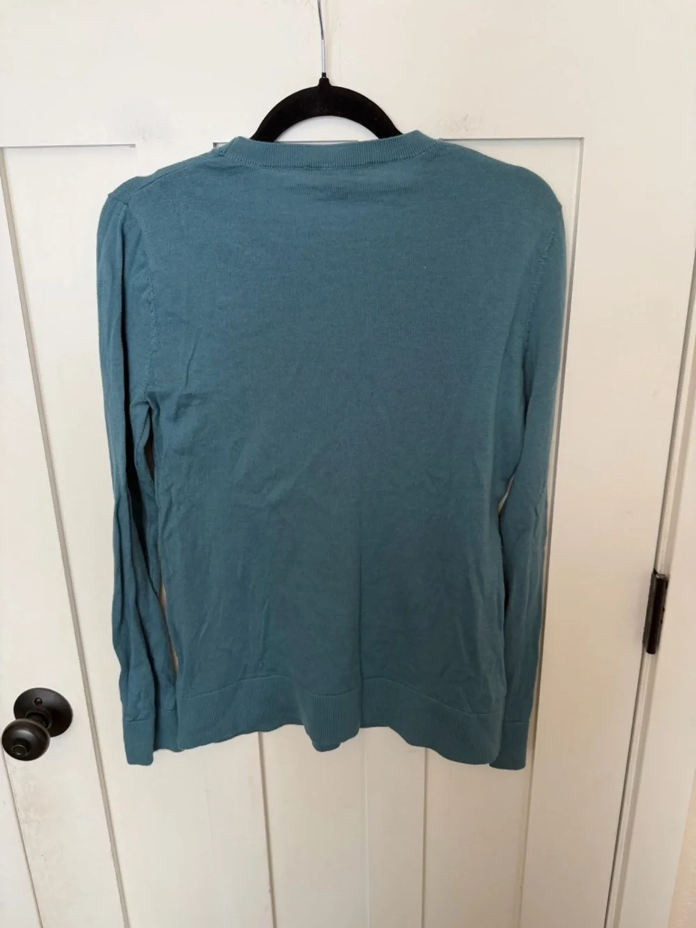 Katherine Barclay Womens Extra Fine Merino Wool Sweater Teal Blue Size Medium - Picture 7 of 8